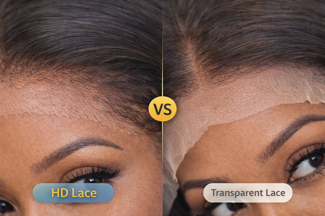 Close-up comparison of HD lace and transparent lace