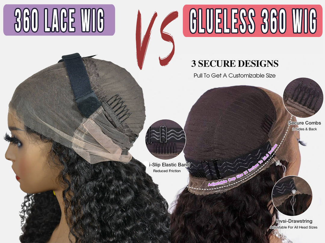 Invisi-drawstring Glueless 360 Lace Wig Compared with Traditional 360 lace wig 