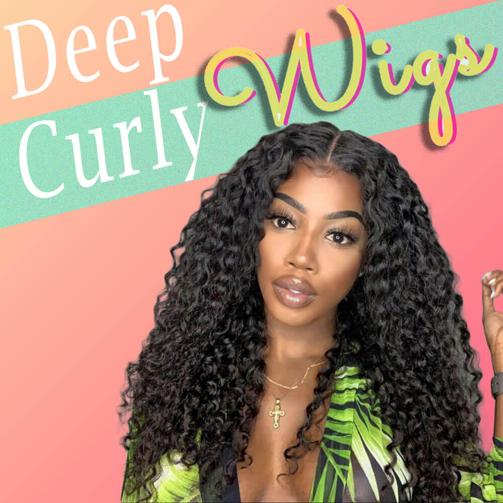 Deep curly human hair wigs