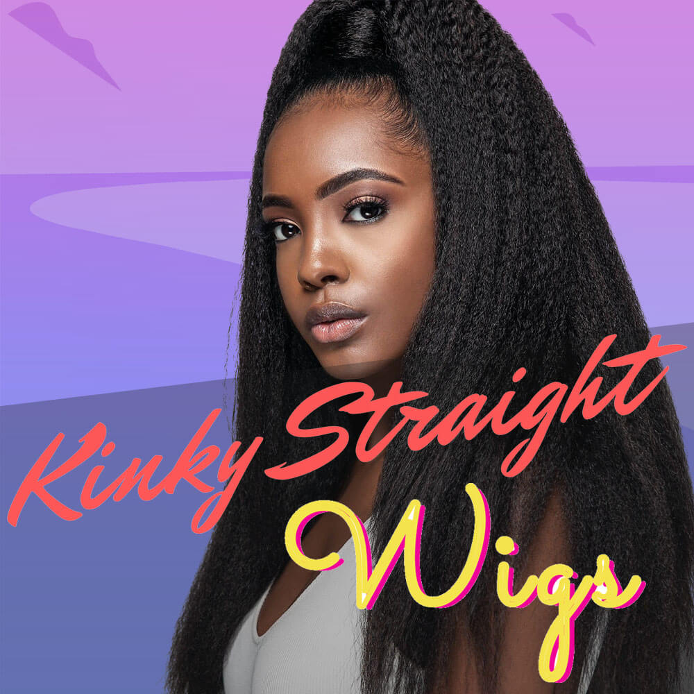 Kinky straight human hair wigs