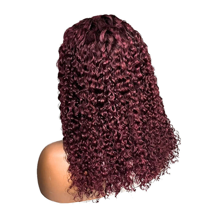 Burgundy Curly Hair Lace Front Wig Color 99j