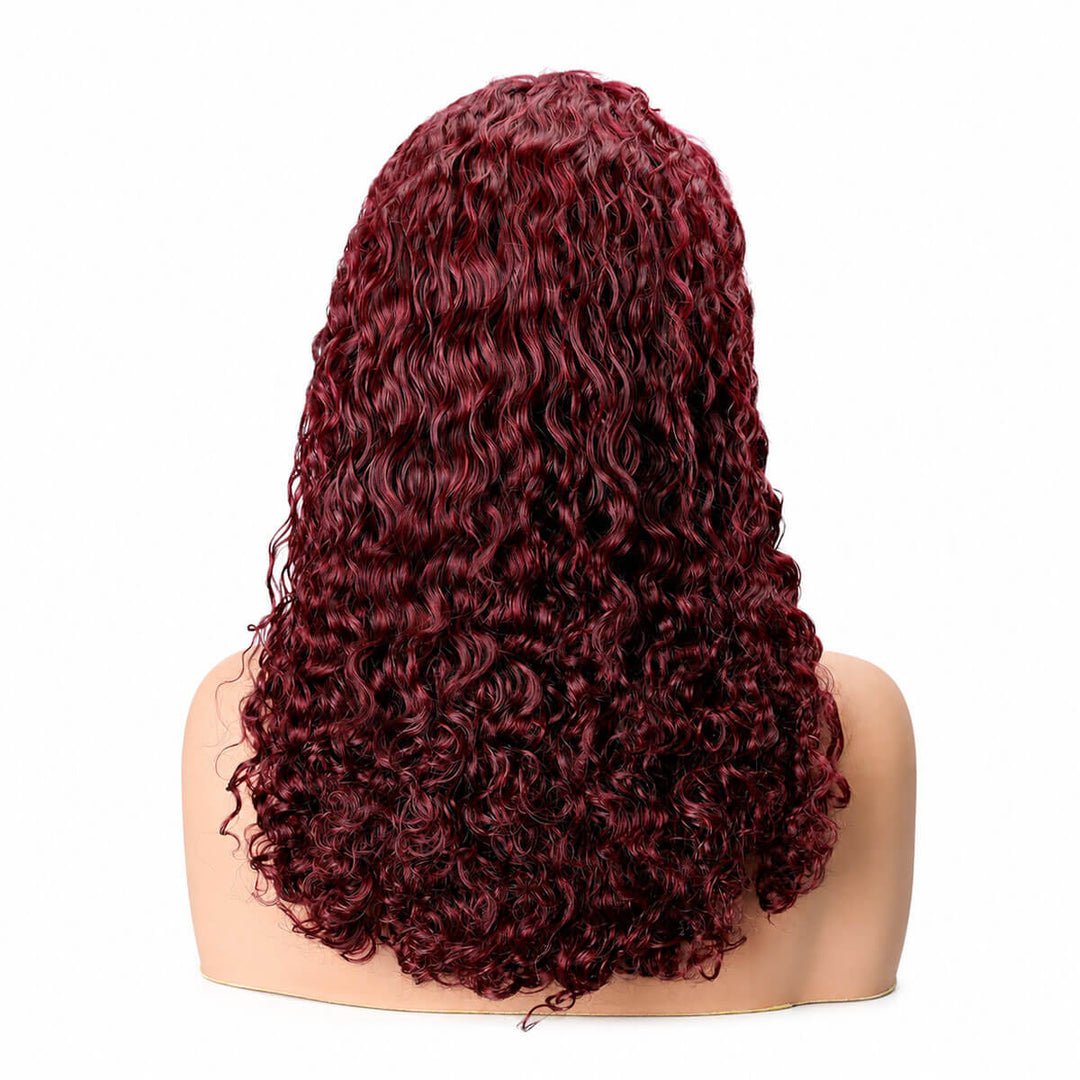 99j burgundy curly hair wig back view