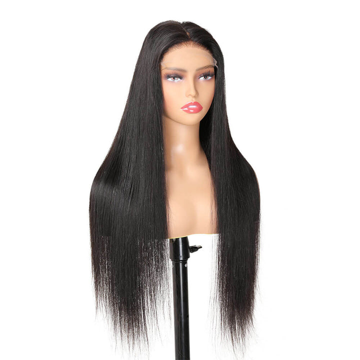 Black Straight Hair Glueless Wig, Wear and Go Wigs Pre Cut HD Lace