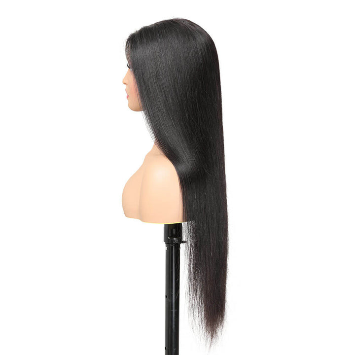 Wear-and-go black straight wig for women with HD lace