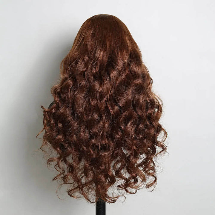 Chocolate Brown Lace Front Wig Wavy Human Hair