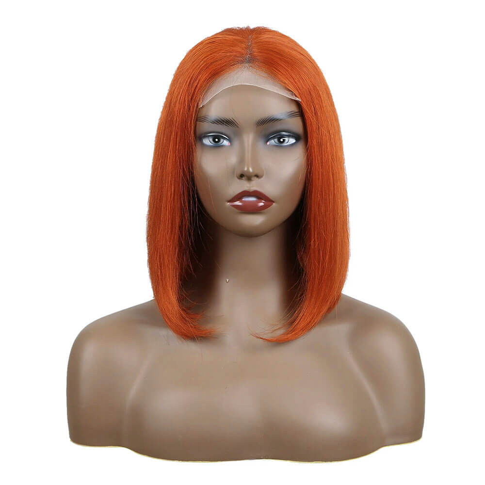 Short ginger hair wig for women, real human hair, wear-and-go