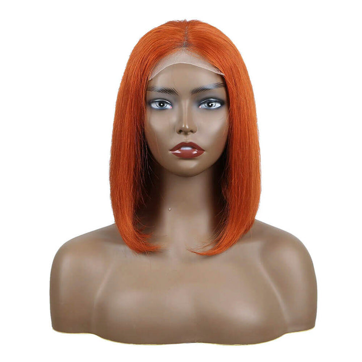 Short ginger hair wig for women, real human hair, wear-and-go