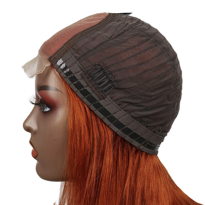 ginger bob wig human hair, glueless lace wig with 3D dome cap