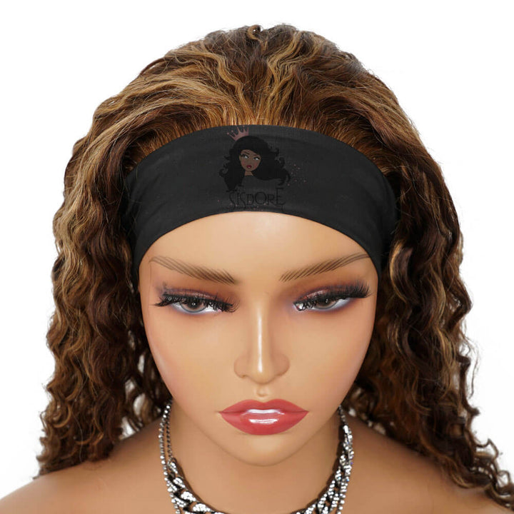 Deep wave headband wig with highlights