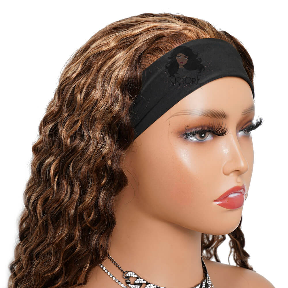 Glueless human hair headband wig, deep wave #4/27