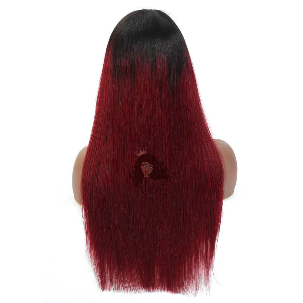 1b/99j wigs light burgundy hair with black roots 