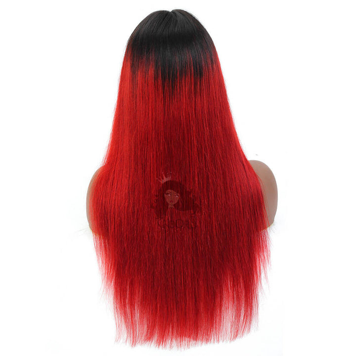 red wigs with black roots 1b 99j straight hair