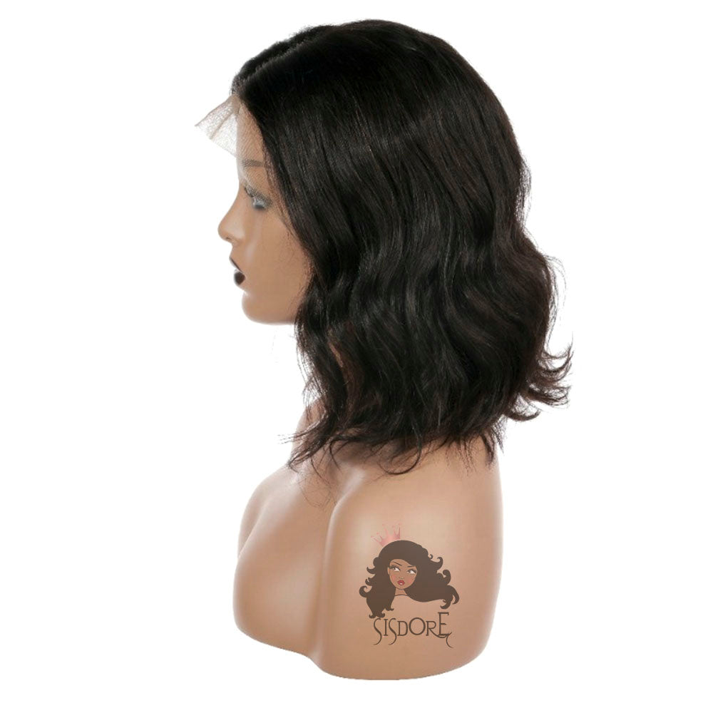 short bob wig black wavy hair