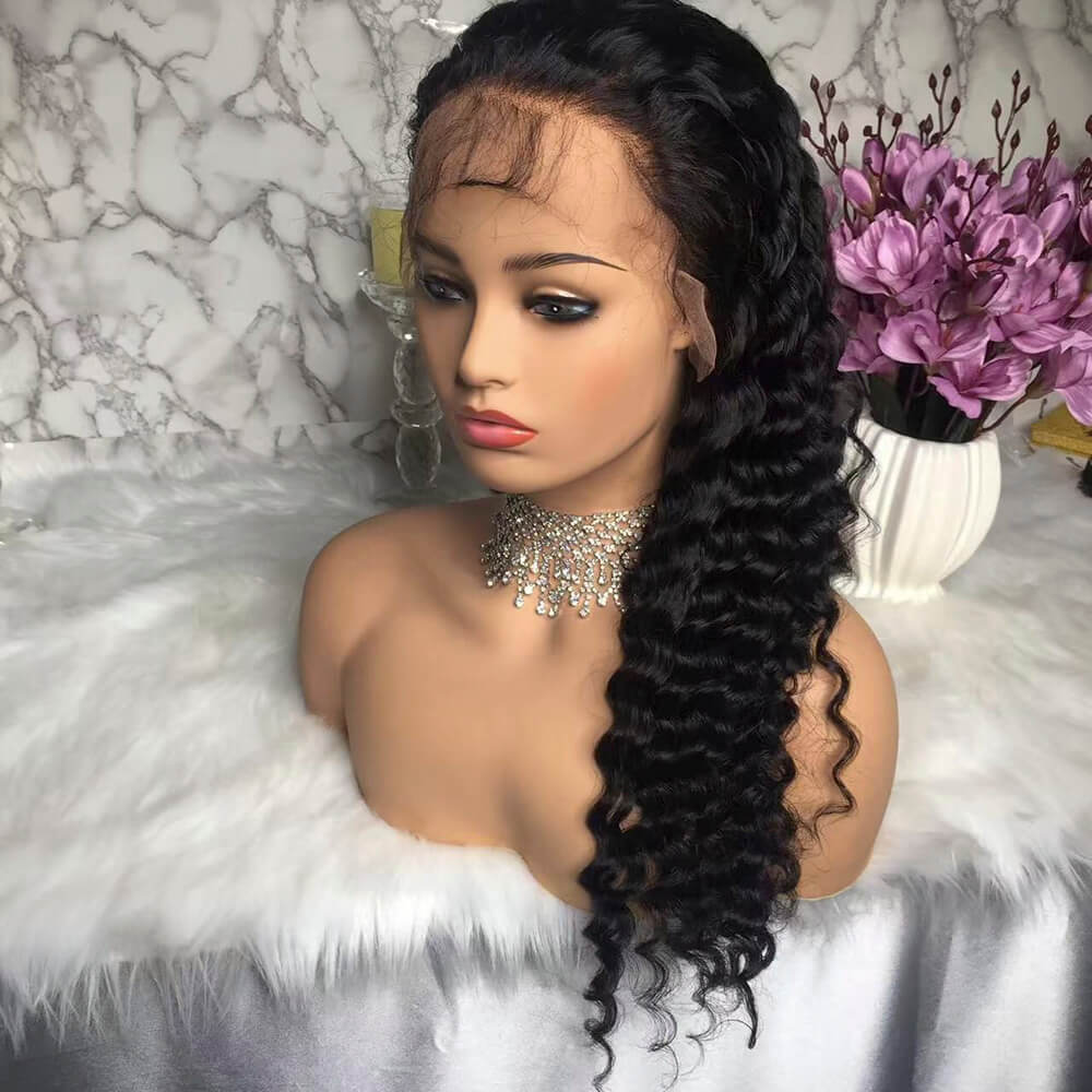 Pre Cut Glueless HD Lace 360 Lace Wig Deep Wave