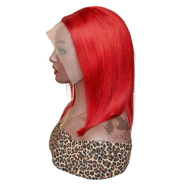 red human hair bob wig