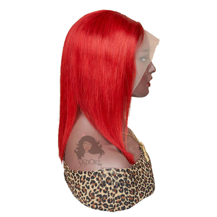 Red bob lace front wig