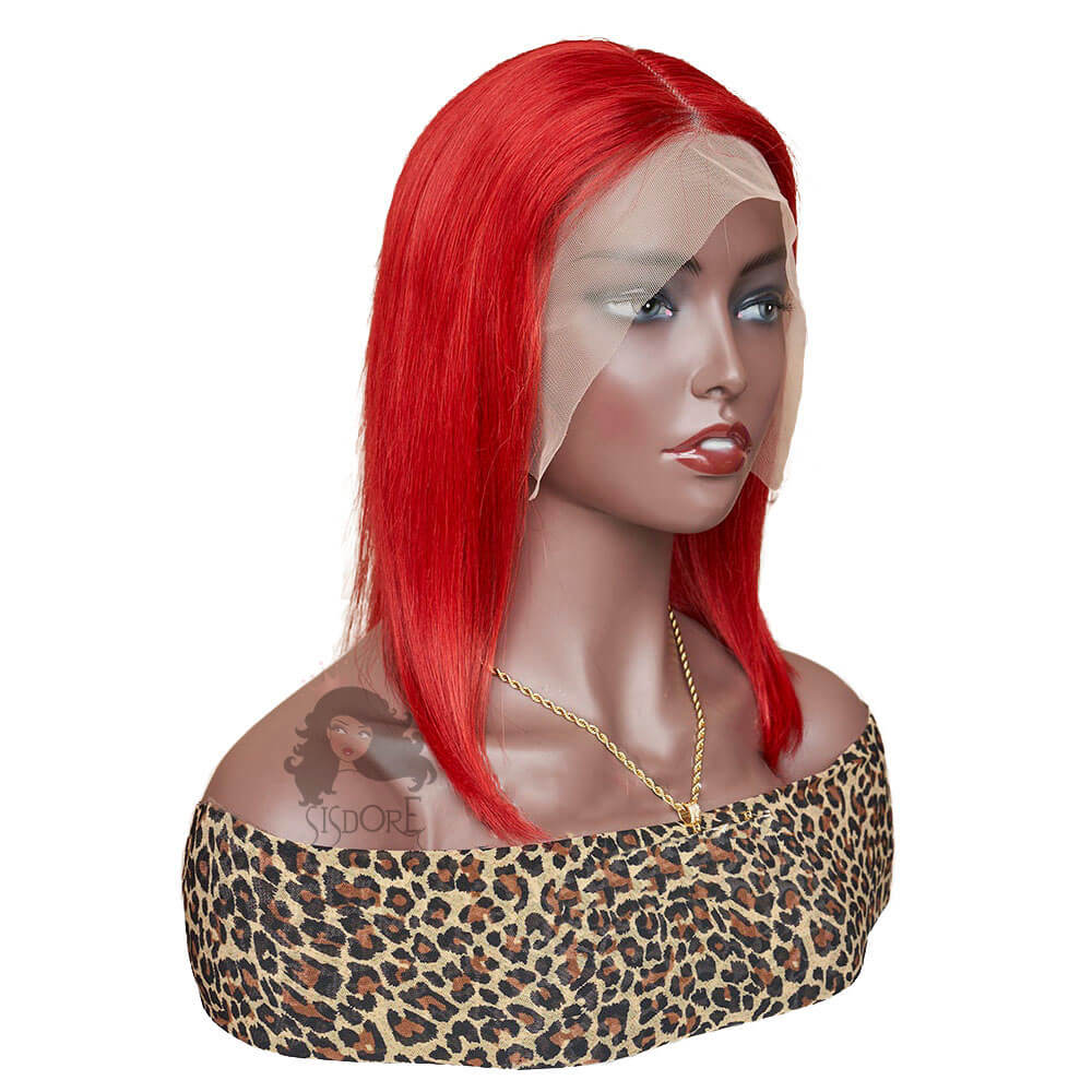 Red straight bob wig