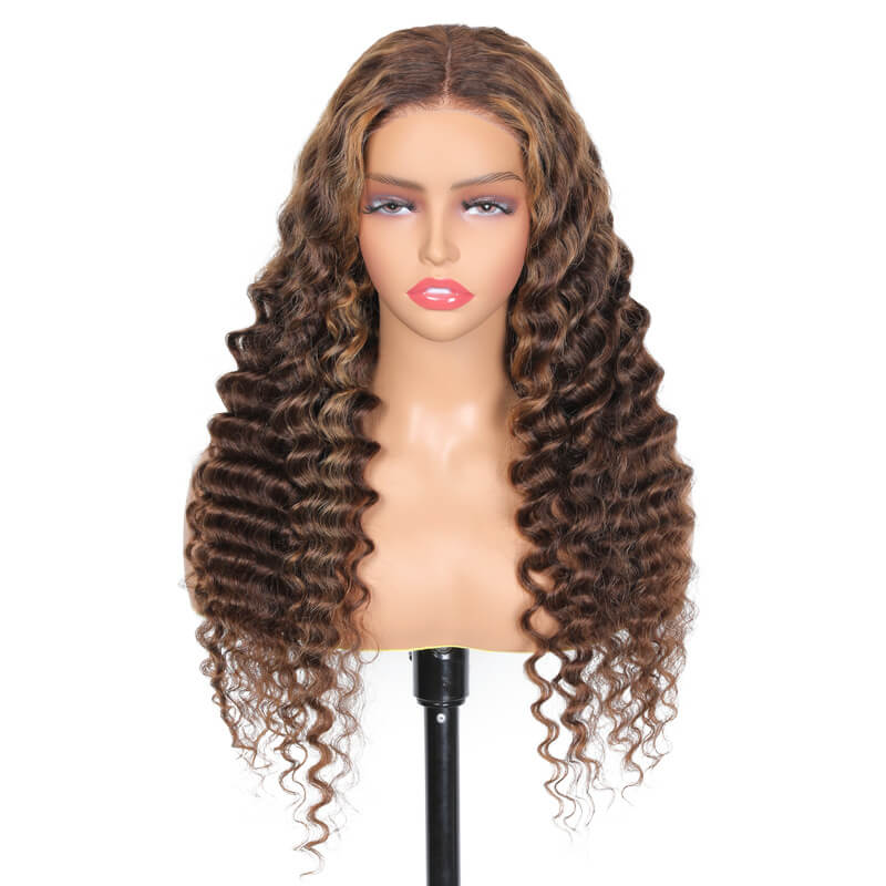 Highlight deep wave HD lace wig, glueless wear-and-go wigs