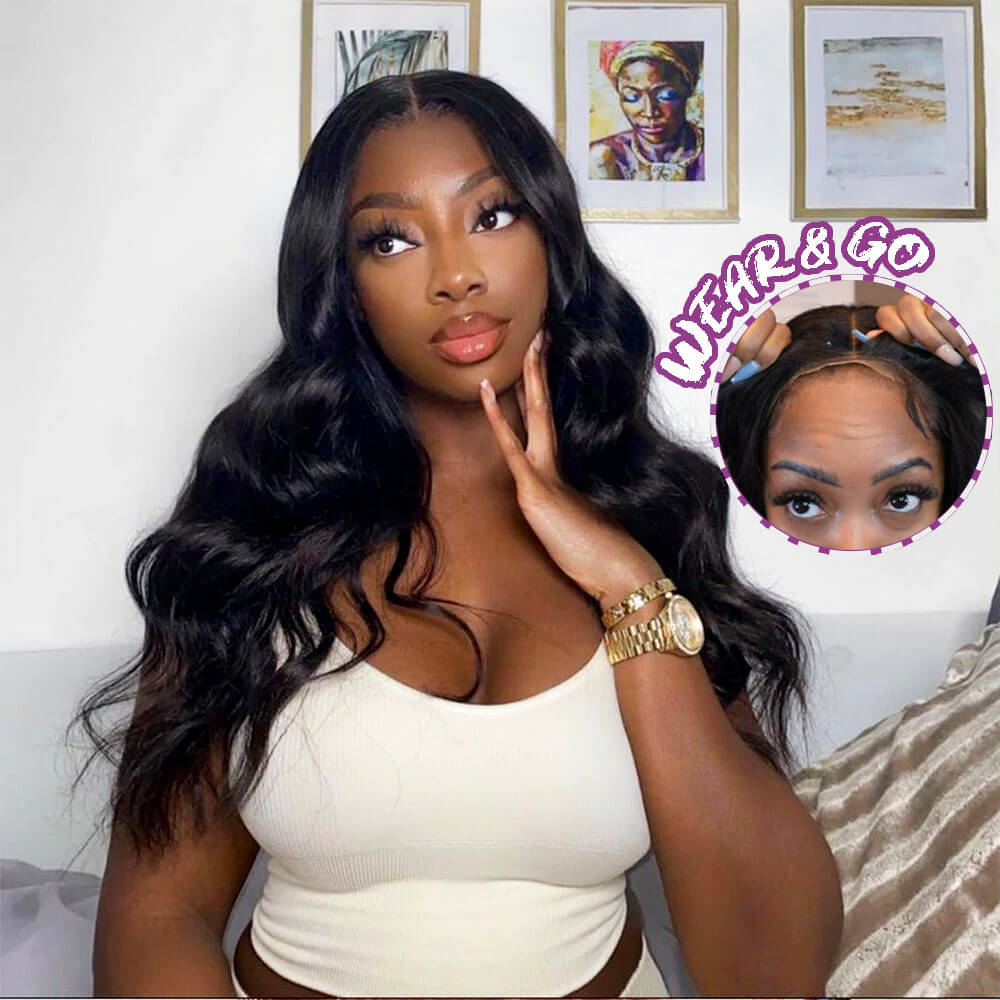 Wear and Go Glueless Wig Human Hair Body Wave Lace Front Wigs Pre Cut