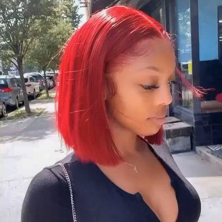 Short red bob wig