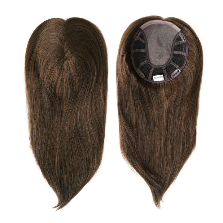 mono base hair topper with light brown color