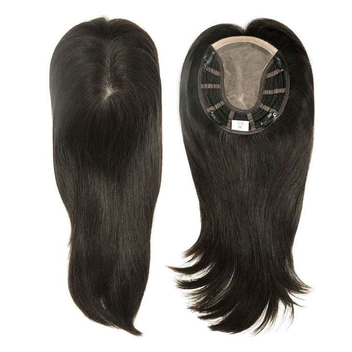 mono base hair topper with black color