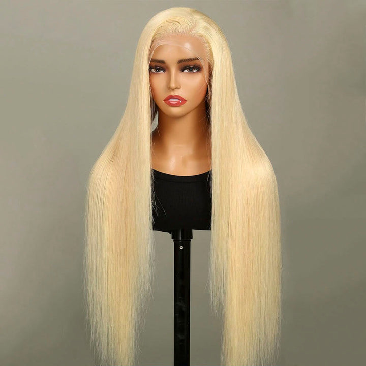 blonde straight glueless wig pre-cut HD lace #613 wear and go wig