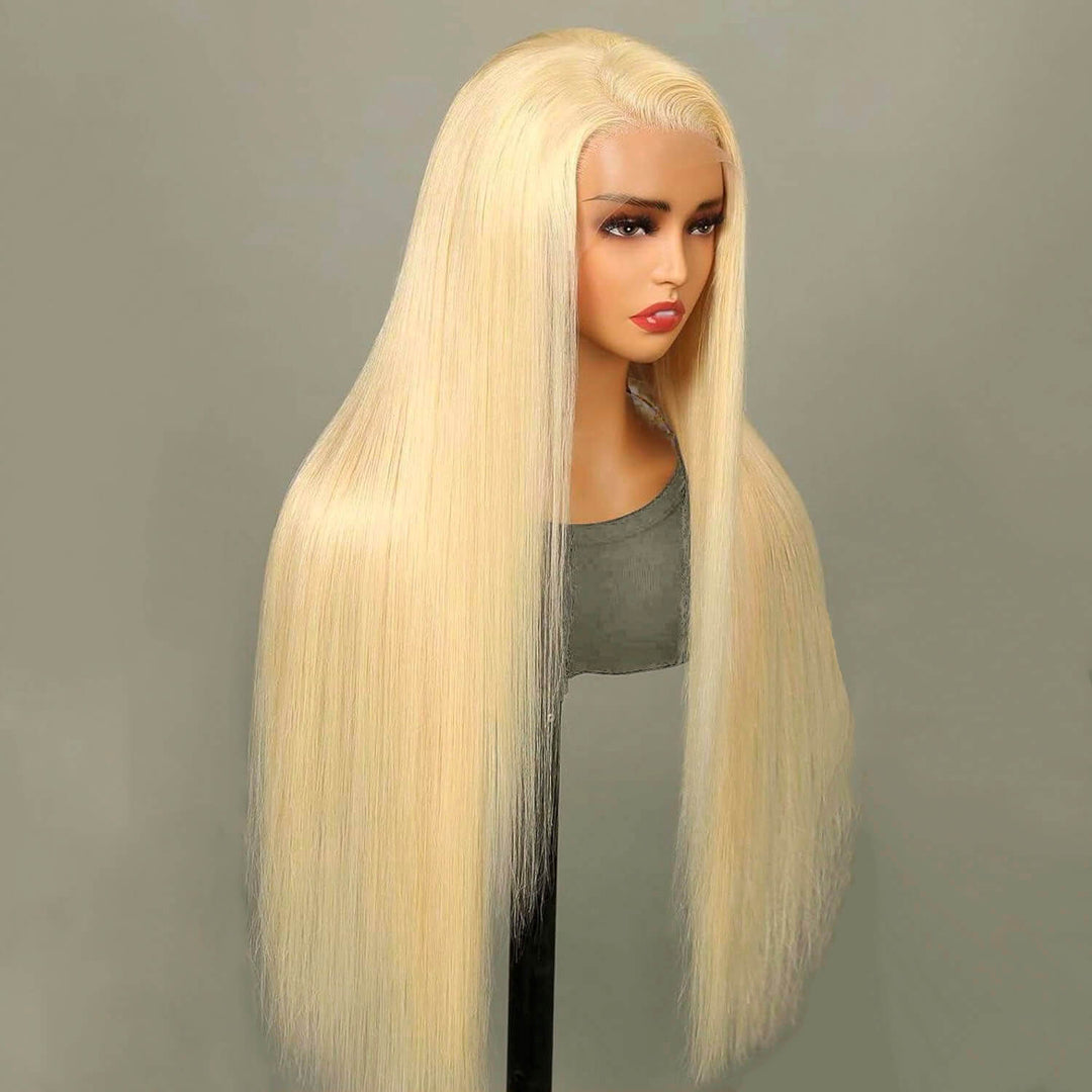 blonde glueless wig 5x5 HD lace straight #613 hair wear and go wig