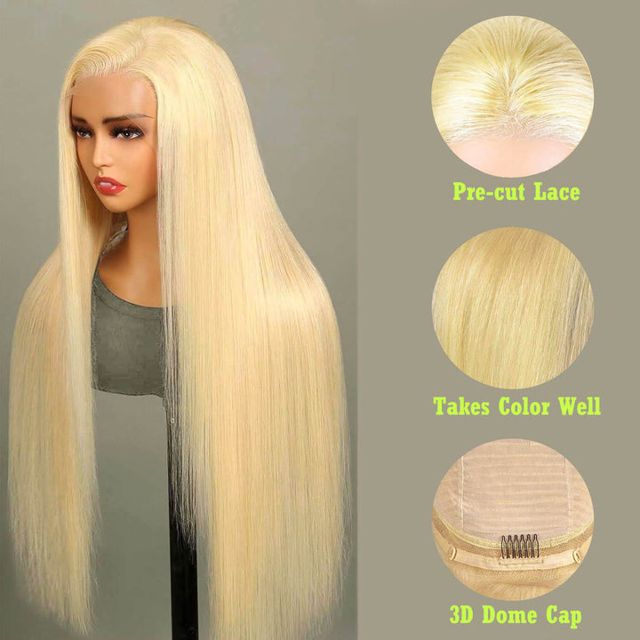 blonde glueless wig pre cut HD lace