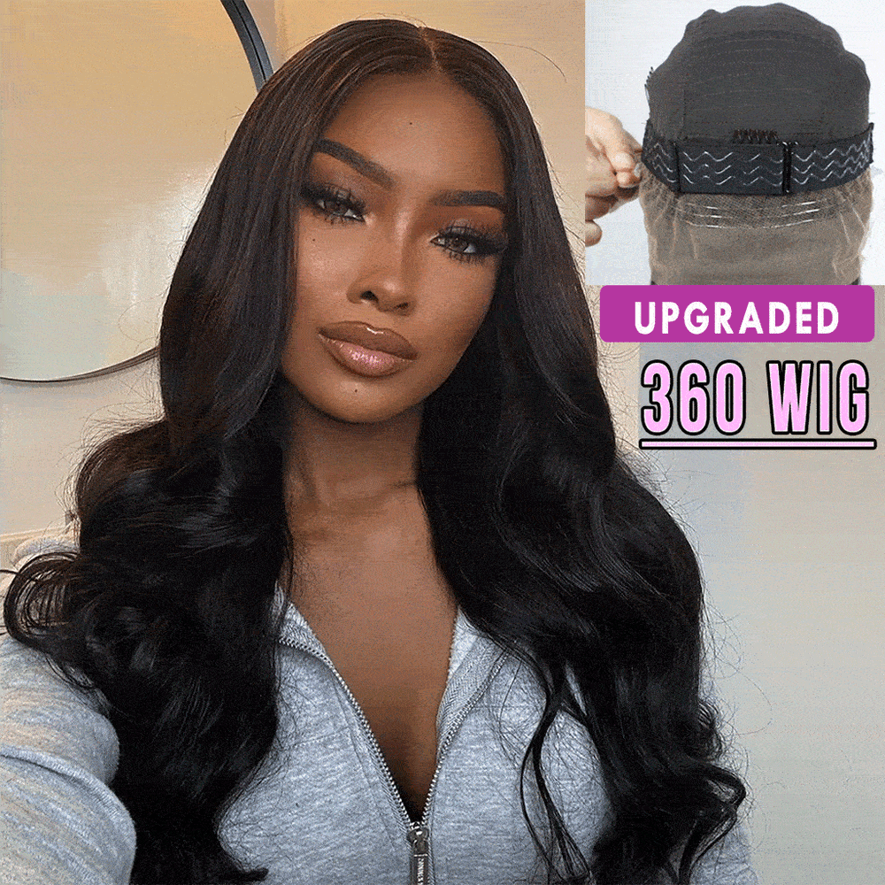 body wave 360 lace frontal wig invisible-string snug fit pre-plucked pre-cut glueless HD lace human hair wig