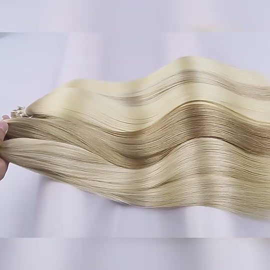 Keratin flat-tip extensions, pre-bonded K-tip extension straight Remy Human hair 