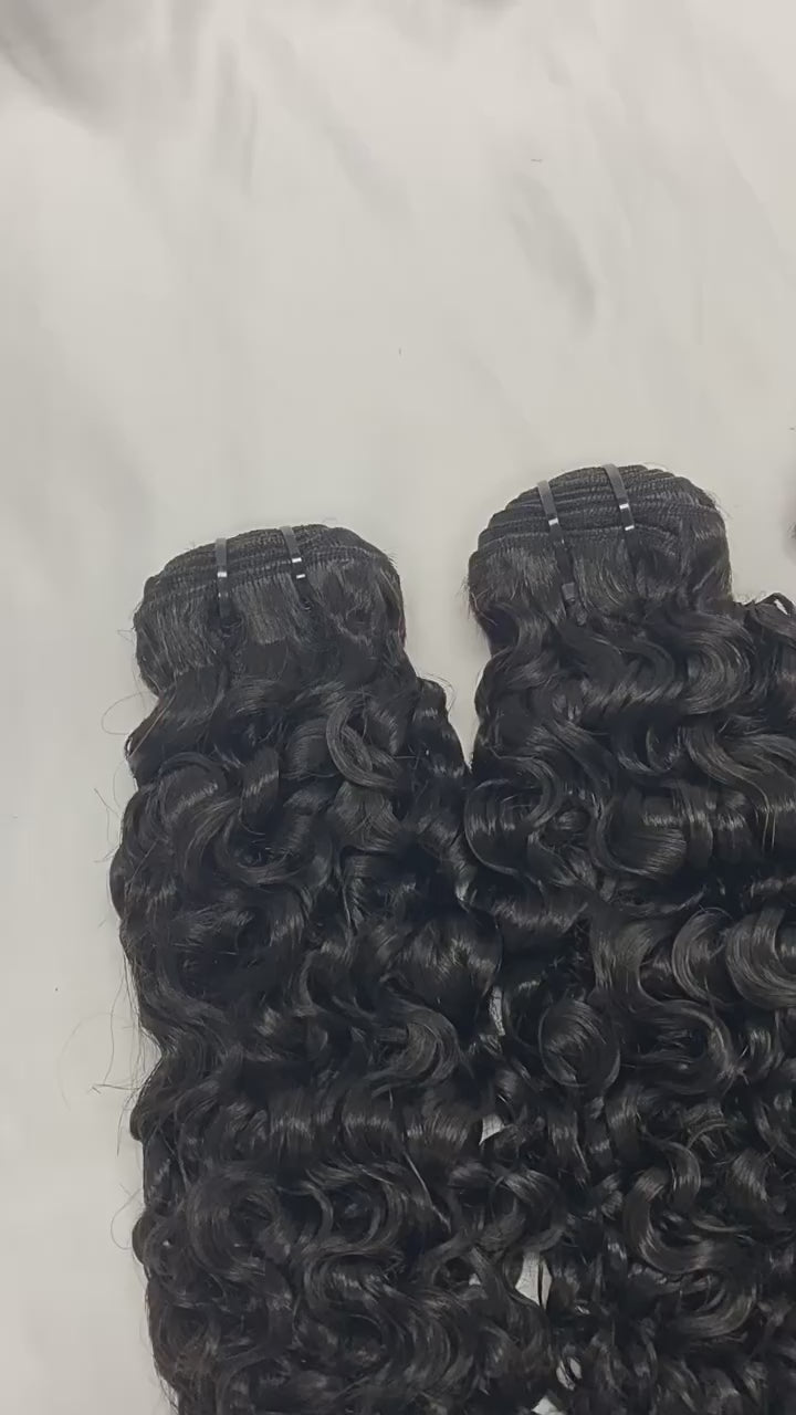 Raw Burmese Curly Hair Bundles, Double Drawn Black Curly Human Hair Weaves