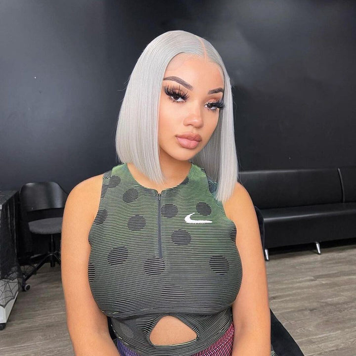 silver gray bob wig