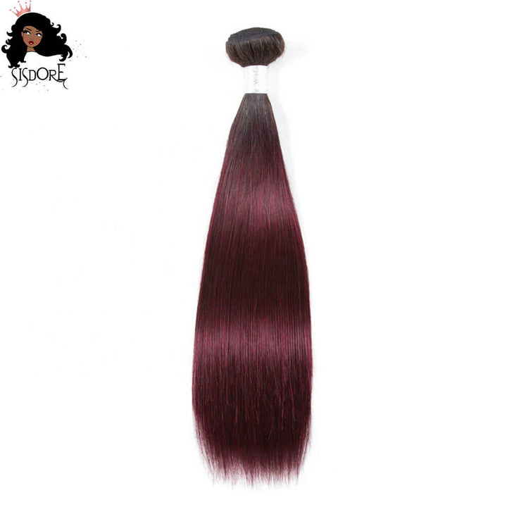  1b 99j Ombre burgundy straight human hair bundles 