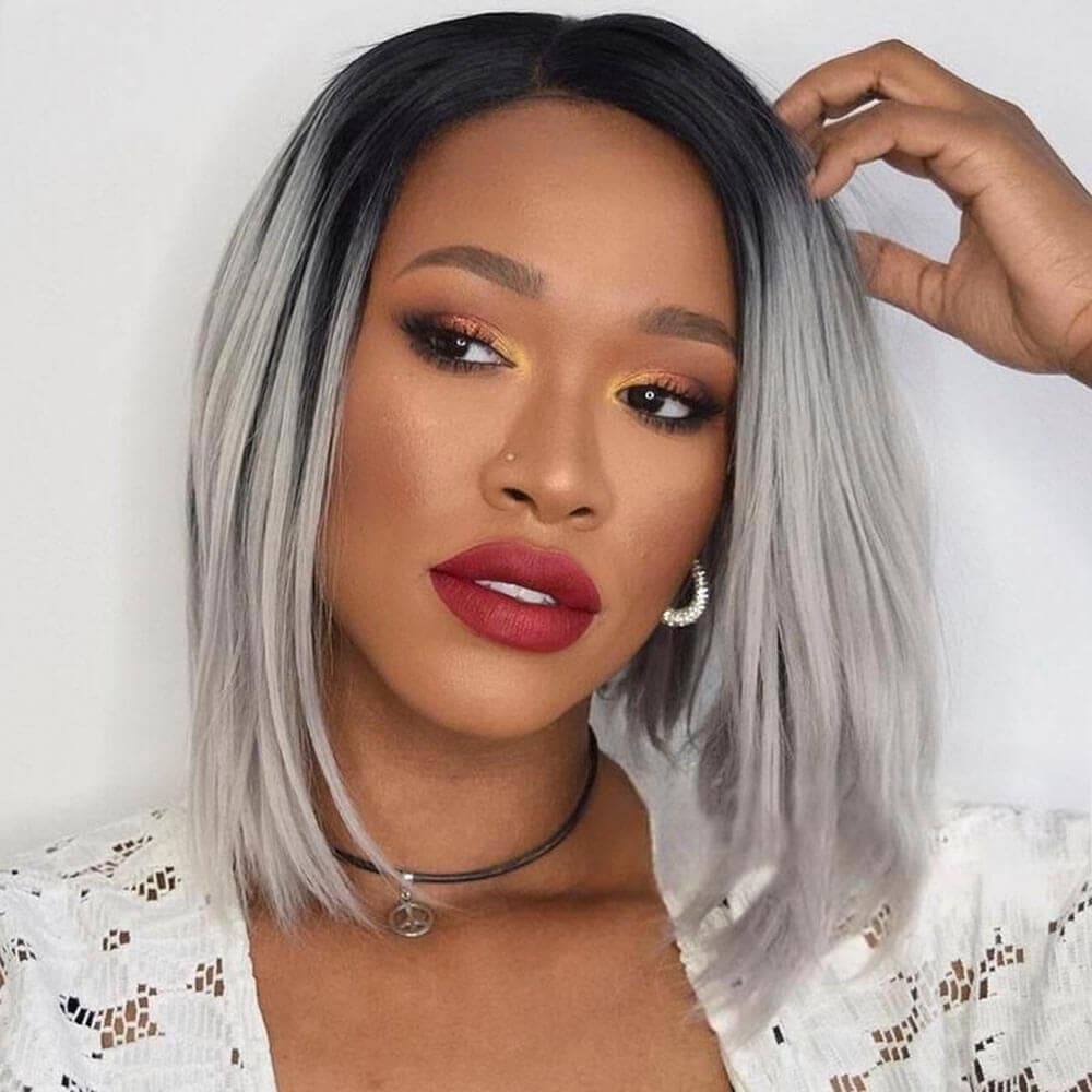 1B/Gray Bob Wig