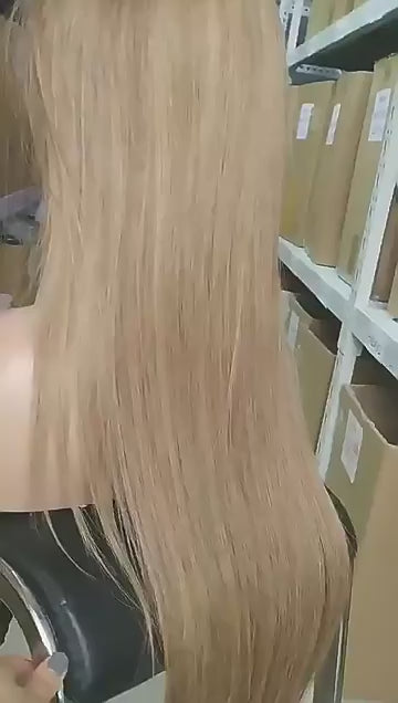 Honey Blonde Human Hair Wig, Strawberry Blonde Lace Wig #27