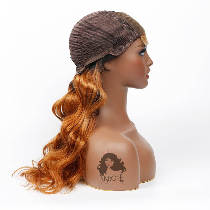 Ombre 1B 4 30 Body Wave 4x4 Lace Closure Wig Cap