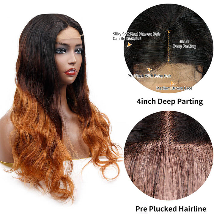 1B/4/30 body wave lace closure wig