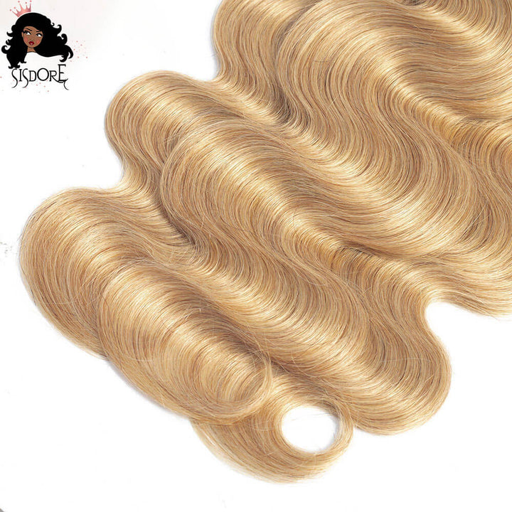 1b 27 two tone strawberry blonde with black roots body wave human hair weaves 3 bundles