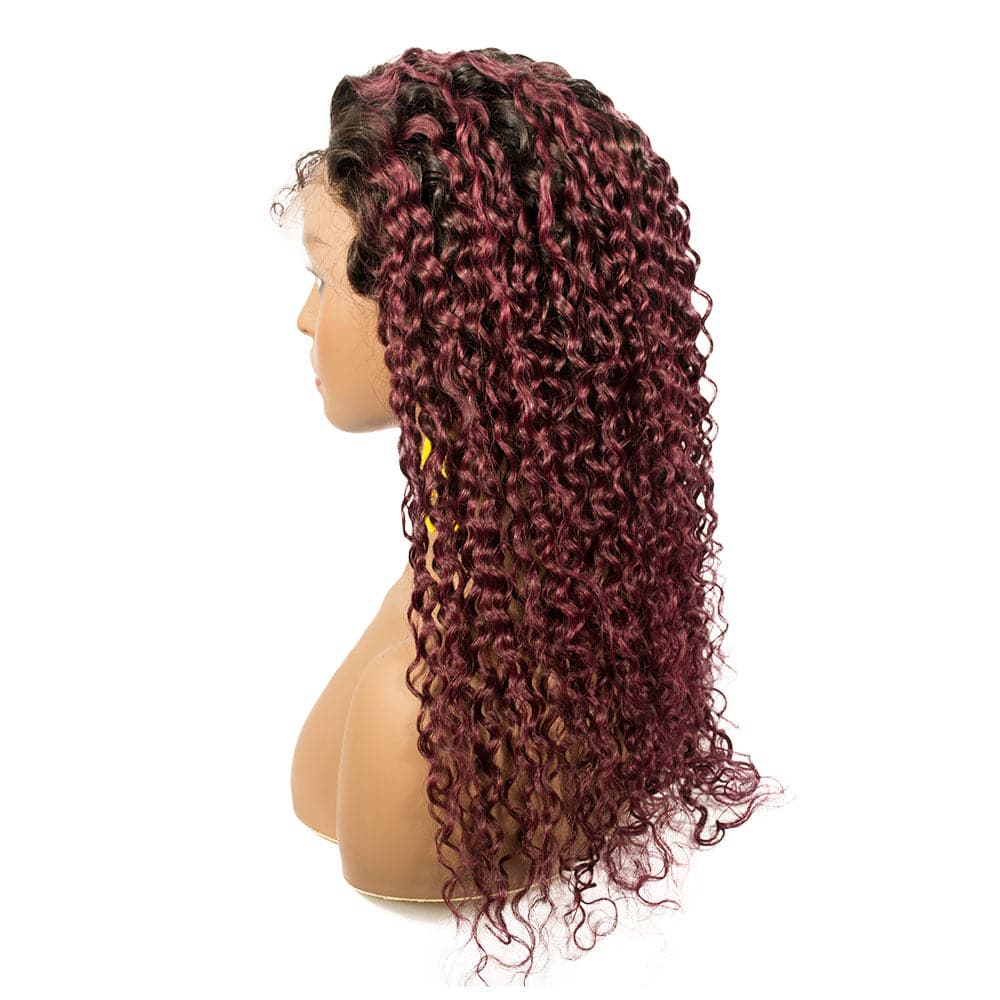 1b 99j Burgundy Curly Lace Front Wig for Black Women