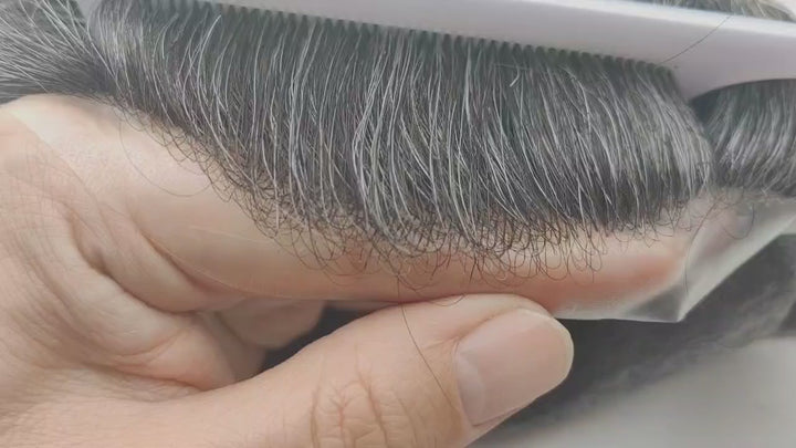 Toupee For Men, V-Loop Thin Skin Wig Short Hair Prosthesis Replacement System