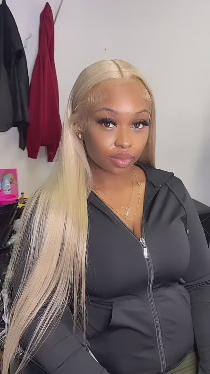 #613 Blonde Straight Human Hair 4x4 HD Lace Closure Wig