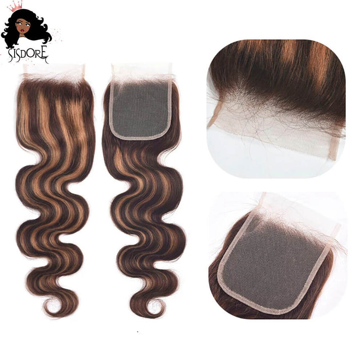 P4/27 Highlight 4x4 Lace Closure Body Wave