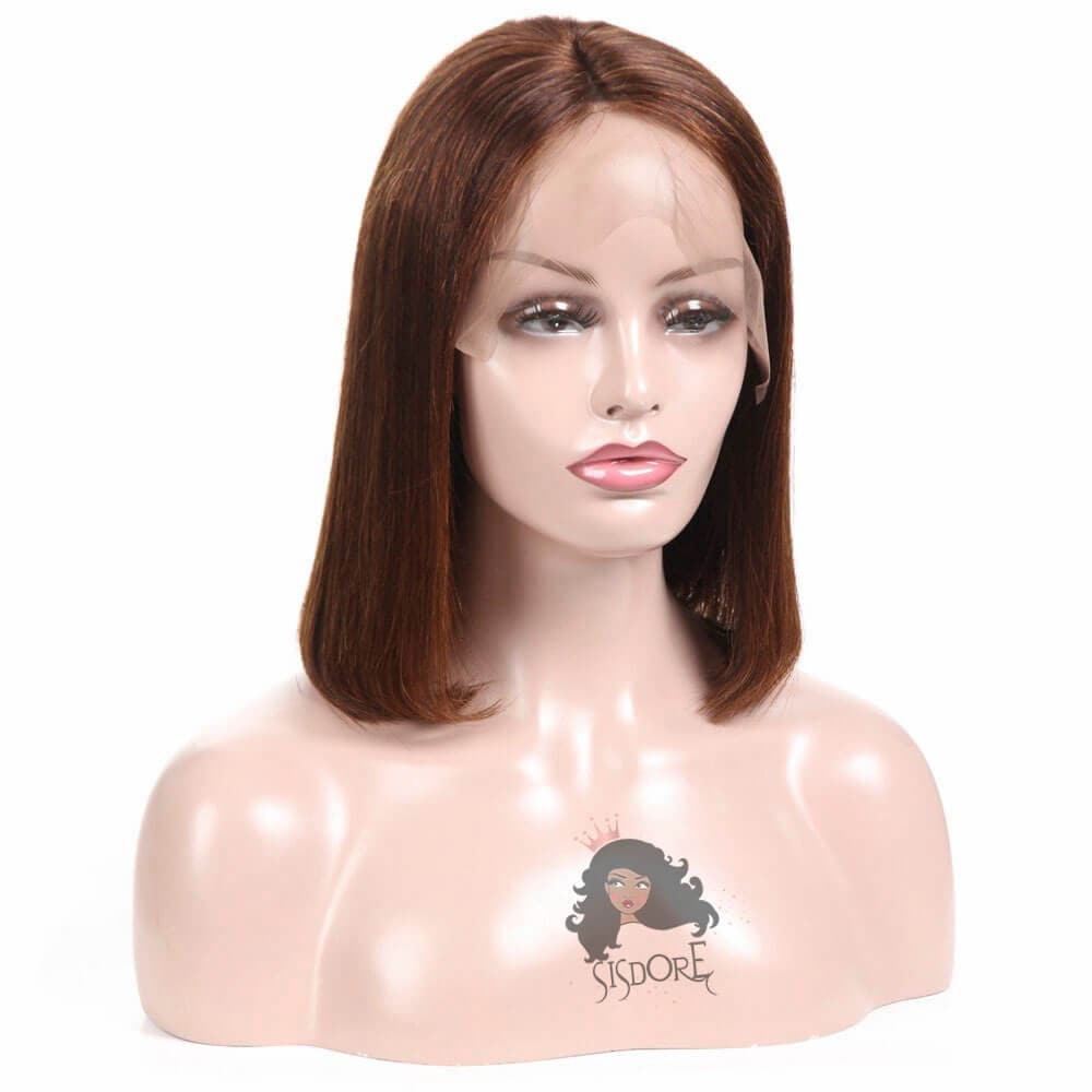 #4 medium brown bob wigs straight hair