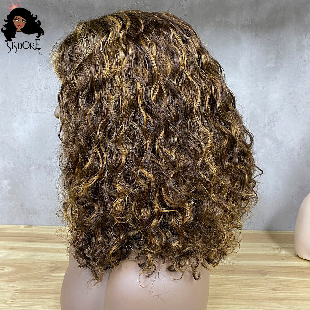 4x1 T Part Lace Wig in Brown and Blonde Highlights