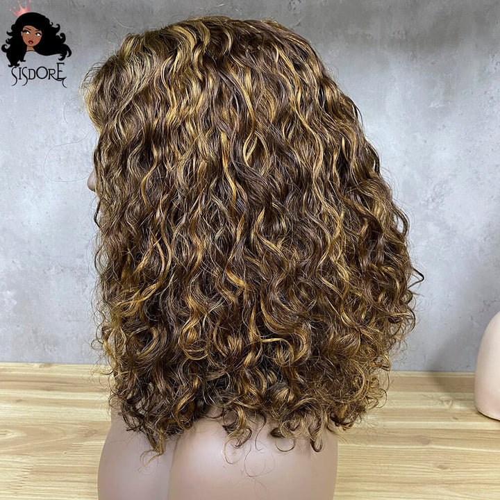 4x1 T Part Lace Wig in Brown and Blonde Highlights