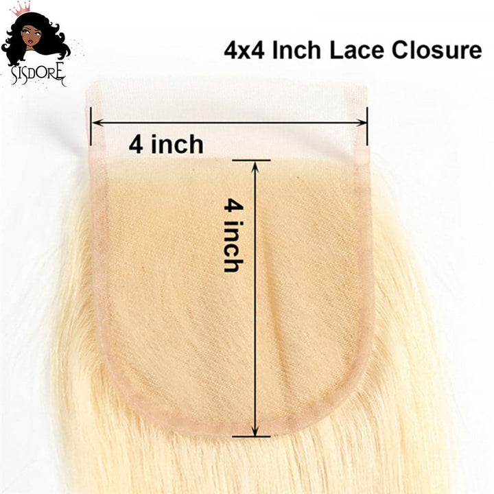 4x4 closure #613 blonde straight hair