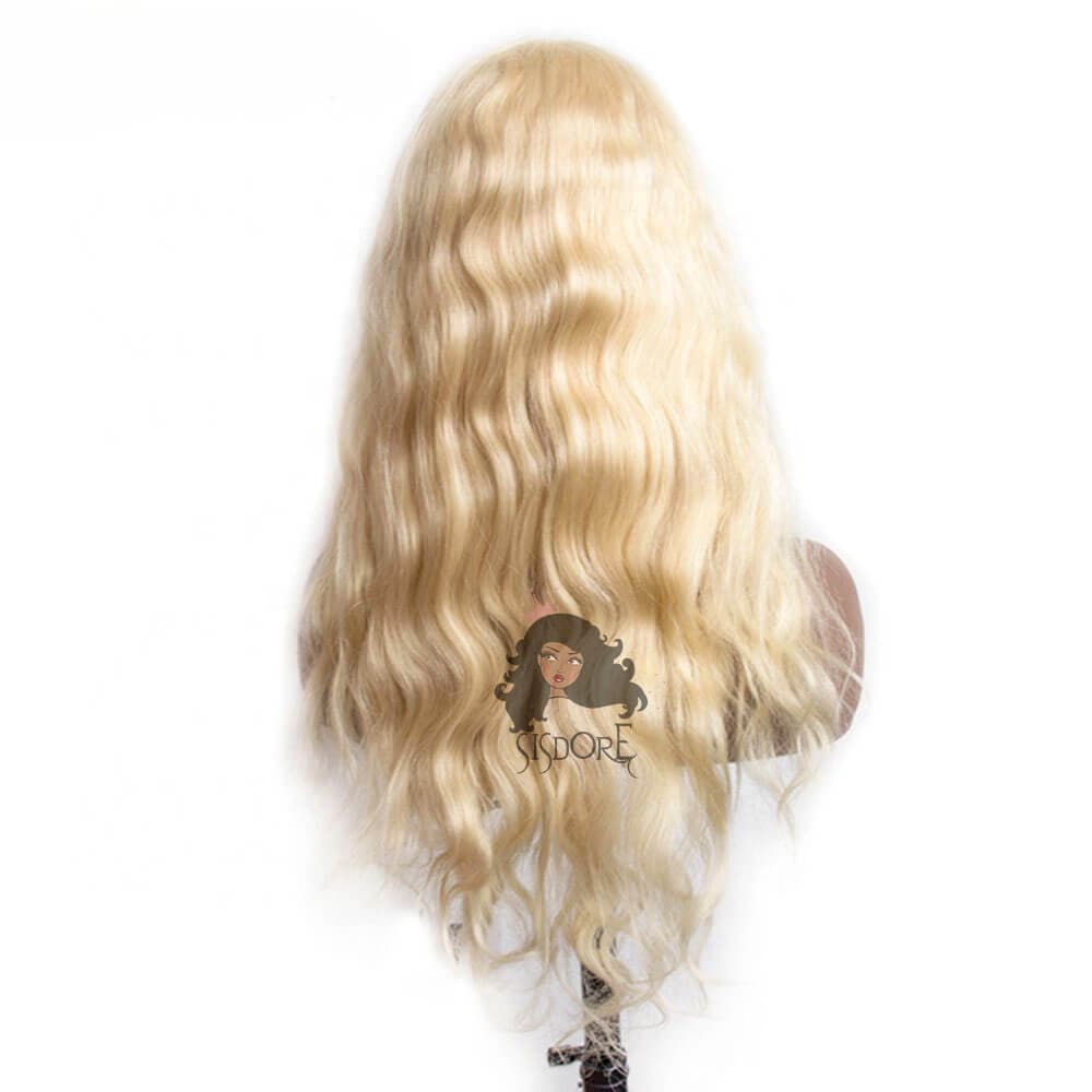 613 bleach blonde long body wave human hair 13x4 13x6 wavy hairstyle glueless lace front wigs