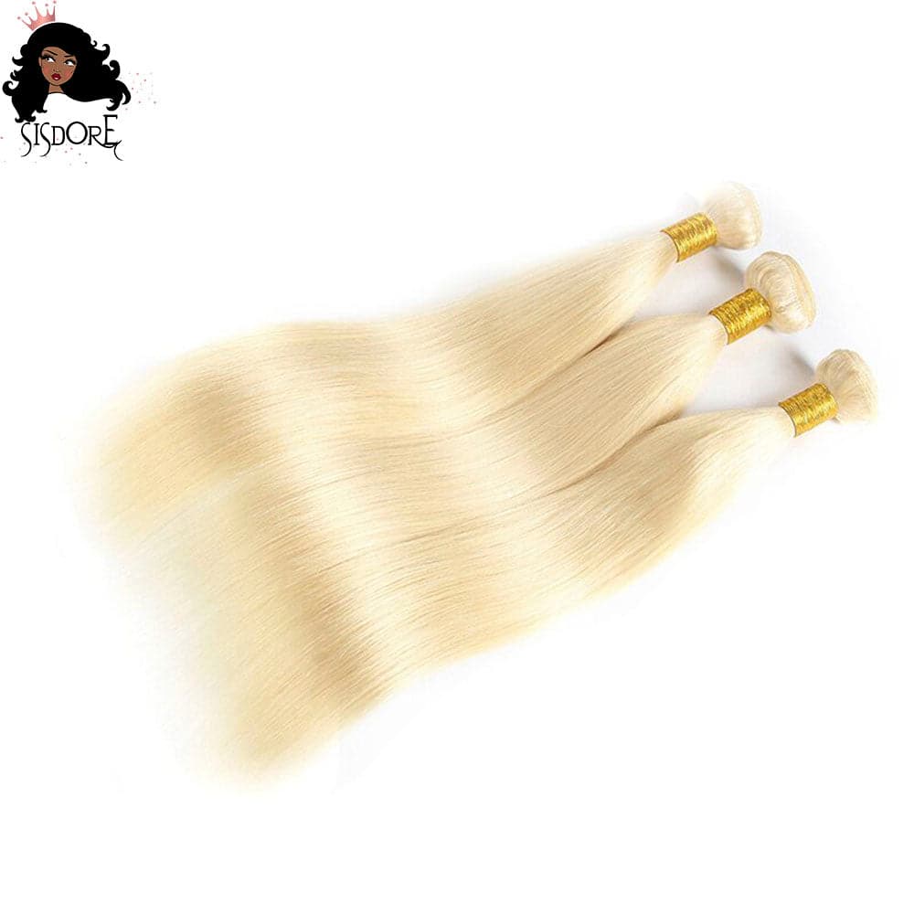 #613 Light Blonde Straight Virgin Human Hair Bundles