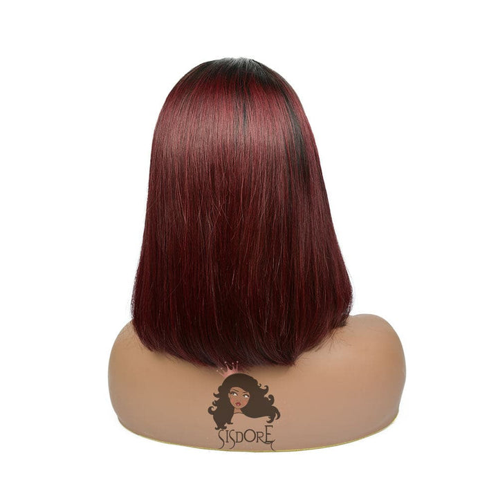 99j burgundy bob wig ,short straight colored lace front wigs human hair